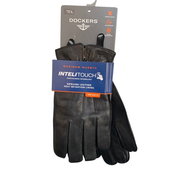 🆕 Dockers Leather Gloves Intelitouch Touchscreen Technology Heritage Fit Mens L